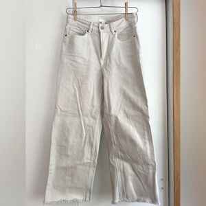 H&M White Wide Leg Raw Hem Jeans 10
